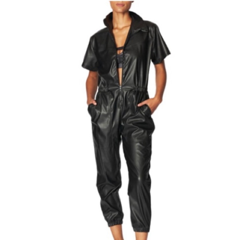 Heroine Sport Faux Leather Jumpsuit